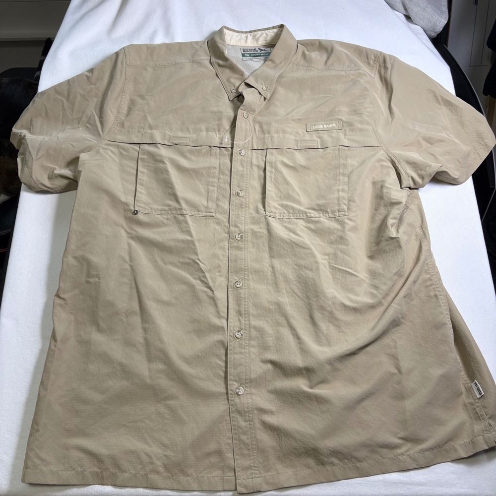 Eddie Bauer, Fishing Shirt, 3XL, Khaki, Sport Shop Hiking Vented, MSRP $60